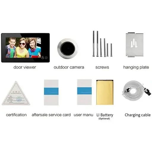 Відеовічко Danmini Anjielo Smart YB-43CH дверне приховане з монітором 4.3 дюйма в квартиру  - фото 5