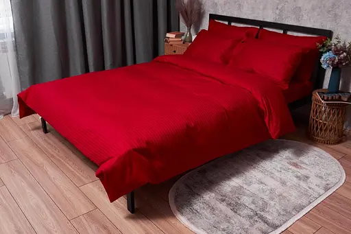 Комплект постельного белья Moon&Star Satin Stripe Stripe Red King Size 220x240 наволочки 2х40х60 - фото 1