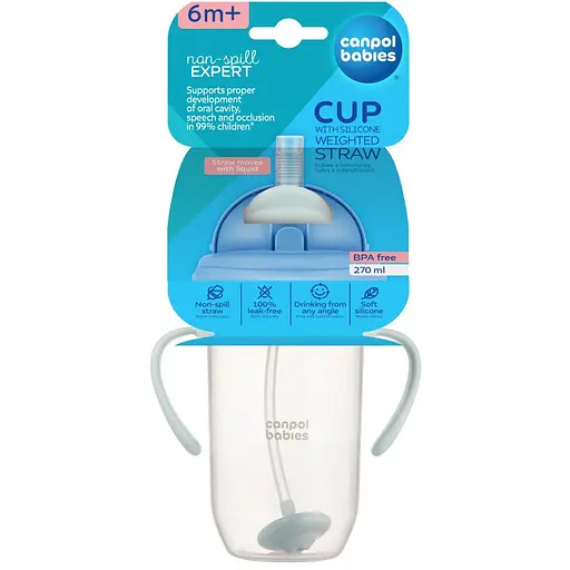 Кружка непроливайка Canpol babies с трубочкой и утяжелителем 270 м серая (56/623_gre) - фото 5