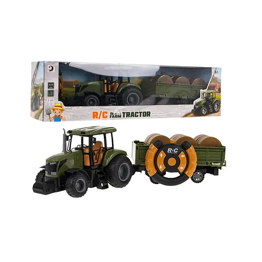 Детский набор трактор и прицеп на дистанционном управлении зеленый