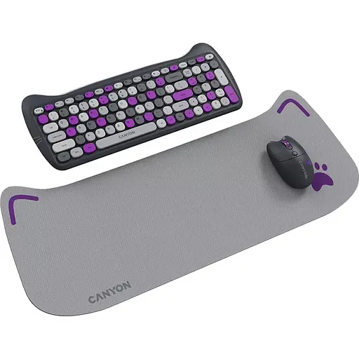 Комплект (клавиатура и мышь) CANYON HSET-W6 EN Kitty Edition AAA+АА Wireless Violet - фото 2
