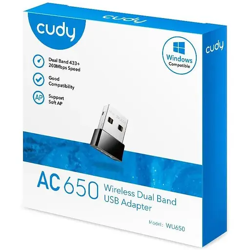 Адаптер WiFi Cudy WU650,AC650 Wi-Fi Mini USB Adapter - фото 4