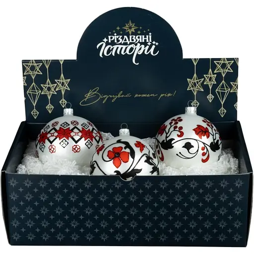Набір ялинкових прикрас Різдвяні історії Код нації: Харківщина 3 кулі скло (4820001112825)