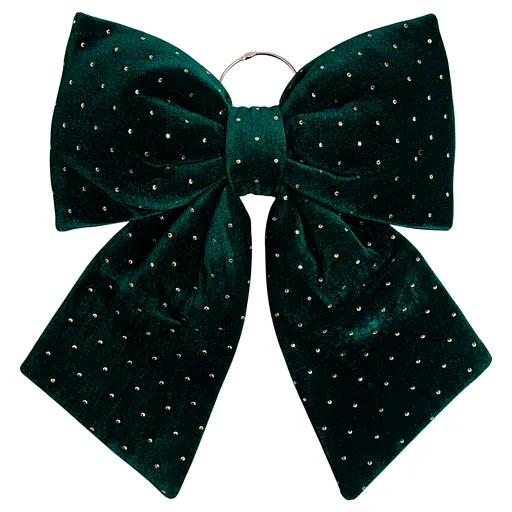 Оксамитовий бант для декору Yiwu зі стразами на ялинку та двері 35×45 (см) Зелений CR-2-11
