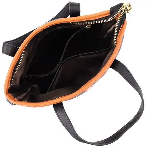 Женская кожаная сумка Vintage с коричневой вставкой на лицевой стороне 17х21х13 см sum0027601 - фото 7