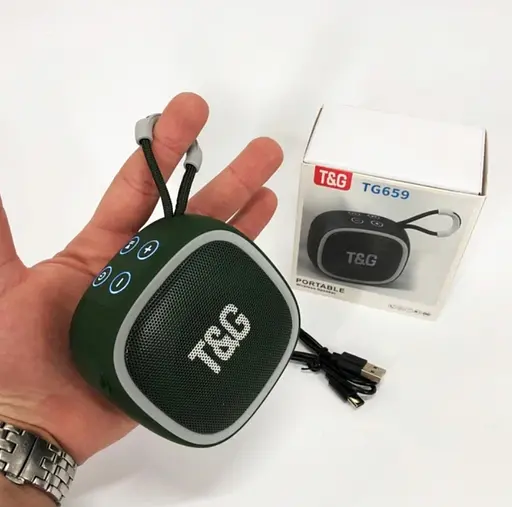 Портативна Bluetooth-колонка T&G TG659 бездротова переносна колонка з вологозахистом Зелений - фото 3