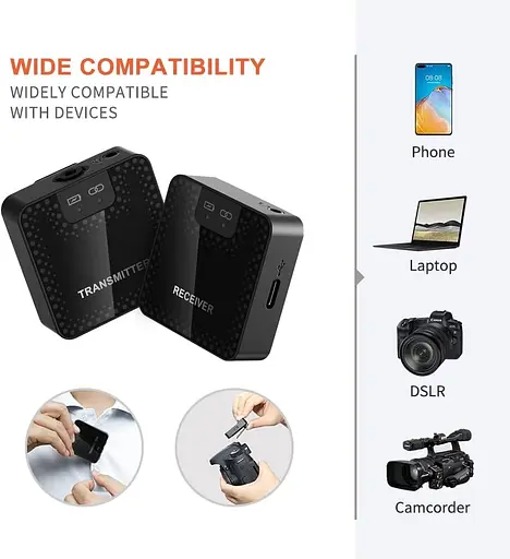 Микрофон XIAOKOA BKB-10-2-контактный беспроводной, 2,4G, 0,14 дюйма 3,5 мм, внешний микрофон для смартфона - фото 3