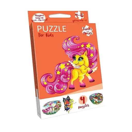 Дитячі пазли "Puzzle For Kids Єдиноріг" Danko Toys PFK-12, 4 картинки - фото 1