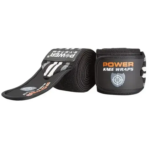 Бинти на коліна Power System PS-3700 Knee Wraps Grey/Black (пара) (PS-3700_Grey-Black) - фото 1