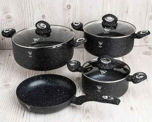 Набор кастрюль со сковородой Top Kitchen TK00094 7 предметов с гранитным покрытием с индукционным дном Черный - фото 2