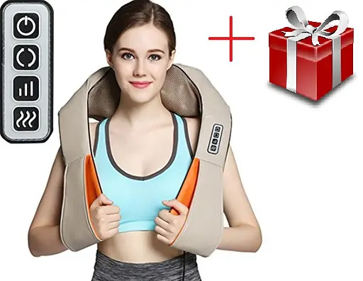 Шиацу массажер для шеи и спины 4 кнопки воротник 55W с функцией подогрева - фото 2