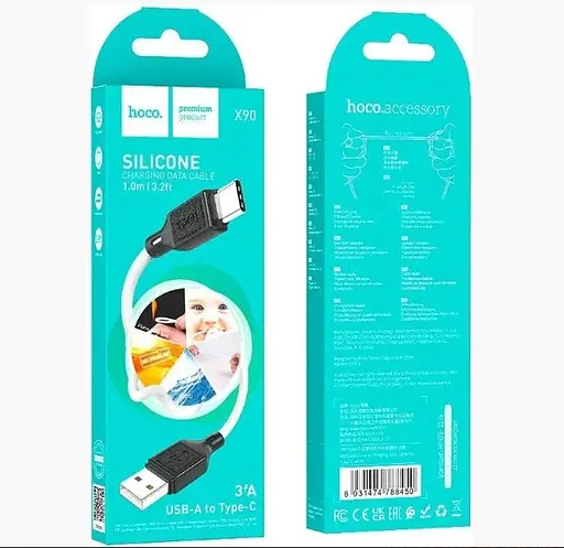 Кабель Hoco X90 Cool silicone charging data cable for Type-C Білий - фото 2