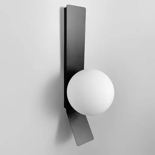 Бра із білим плафоном у чорному корпусі 40 см Арт. W 086/1 BK Line F - фото 1