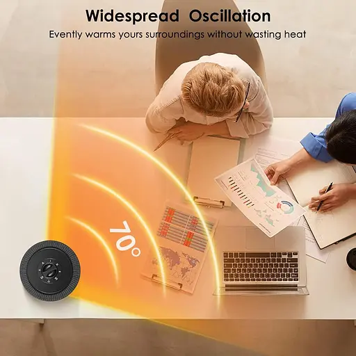 Электрический обогреватель Fane Brivennor, 750/1500 Вт, для помещений, быстрый, 70°, колебательный, портативный, 3-кратный, защитный, кер - фото 3