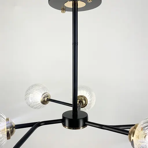 Стельова люстра в чорному корпусі на 6 ламп Line.F Колір фурнітури хром - фото 2