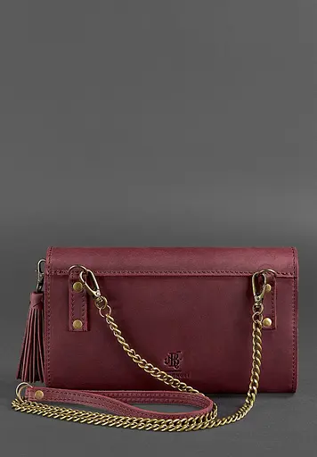 Шкіряна жіноча сумка Еліс бордова crazy horse - фото 4