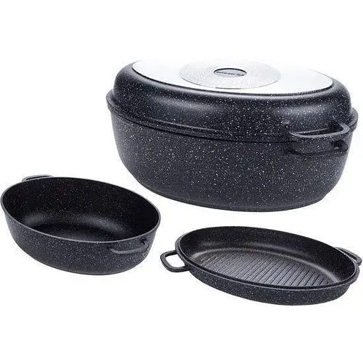 Гусятниця Edenberg EB-9172 з литого алюмінію з мармуровим покриттям з кришкою - фото 1