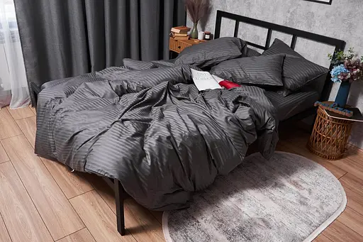 Комплект постільної білизни Moon&Star Satin Stripe Stripe Black євро 200х220 наволочки 2х40х60 - фото 6
