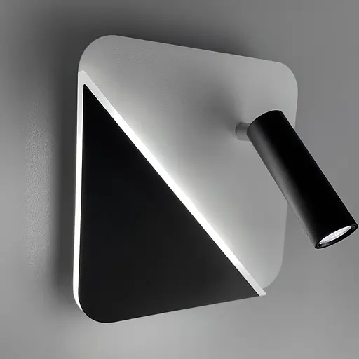 Настенный белый с черным квадратным светильником со спотом Line F Арт. W087 BK+WT - фото 9