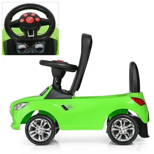 Каталка-штовхач Bambi M 3147C: Музичний автомобіль для маленьких гонщиків, зелений - фото 4