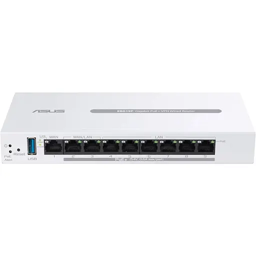 ASUS Маршрутизатор ExpertWiFi EBG19P 8xGE LAN (8xPoE), 1xGE WAN, 1xUSB 3.2, 123W, BT