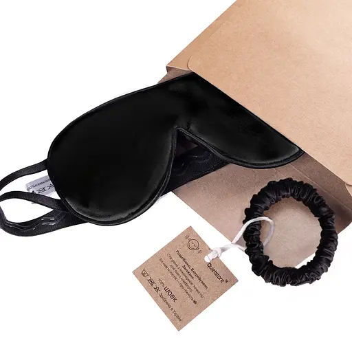 Подарунковий набір Чумацький Шлях: шовкова маска + шовкова резинка для волосся розмір S Чорний (1221-02) - фото 9