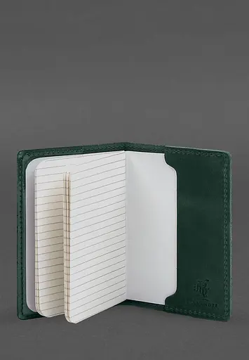 Кожаная обложка для военного билета офицера запаса 8.2 зеленая Crazy Horse - фото 5