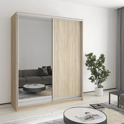 Шафа-купе дводверна MebelStar Стандарт AL ДСП/Дзеркало 170x45x210 см Дуб сонома (MBS-2376)