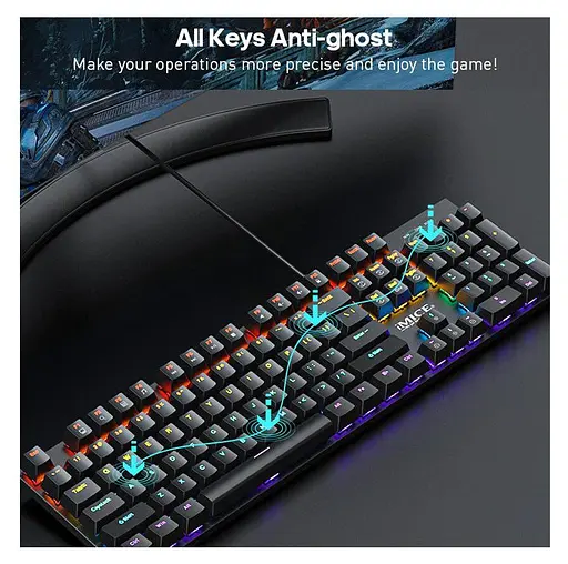 Клавіатура механічна ігрова з підсвічуванням iMICE Model GK-600 USB Wired Type-C, Eng/Укр/Рус, Black - фото 9