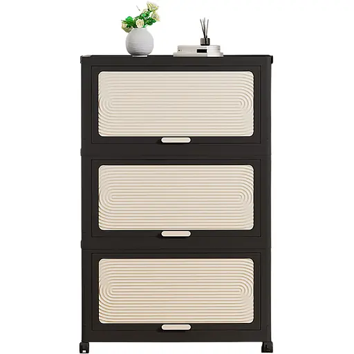 Комод Домівка WN-9-18 3 яруси на колесах чорний (000033529) - фото 1