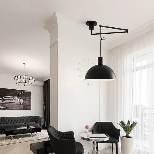 Світильник з поворотним механізмом Genova Line F J205-350 BK - фото 1