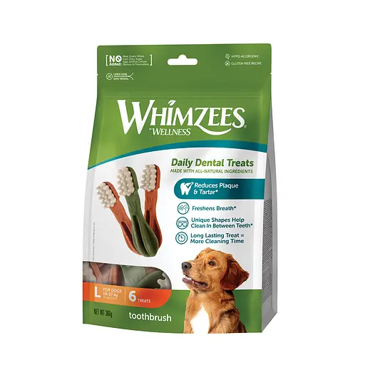 Ласощі Whimzees Toothbrush у формі зубної щітки для собак L 6 шт. - фото 1