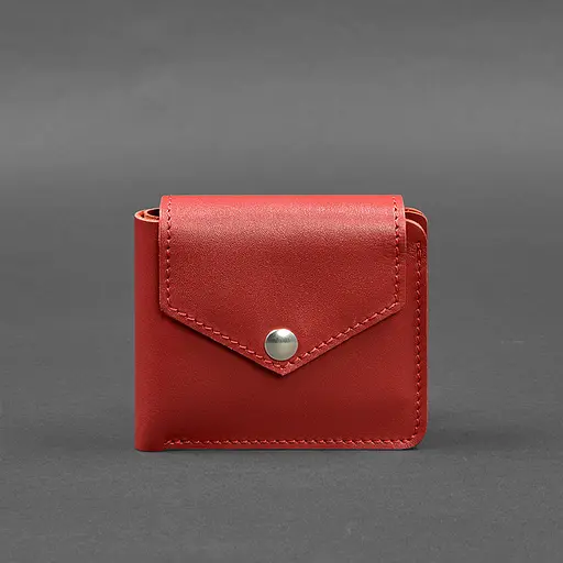 Кожаный портмоне 4.2 на красной кнопке - фото 6