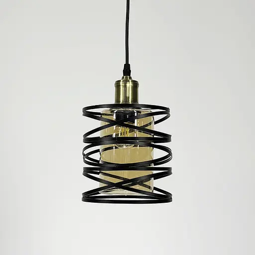 Підвіс у чорному корпусі з янтарним плафоном 16х16 см | Арт. 12333/1 BK+AM | Line F - фото 3