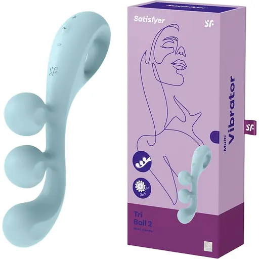 Вібратор для потрійної стимуляції Satisfyer Tri Ball 2 20.5 см блакитний