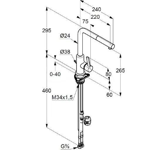 Смеситель для кухни Kludi Line S черный мат 408513975 - фото 2
