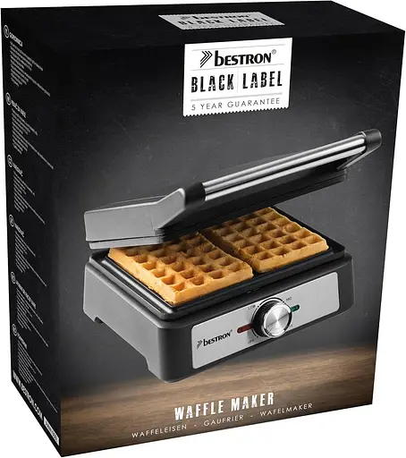 Вафельница Bestron для бельгийских вафель, Брюссельская вафельница для двух толстых вафель, с антипригарным покрытием и ручкой - фото 3