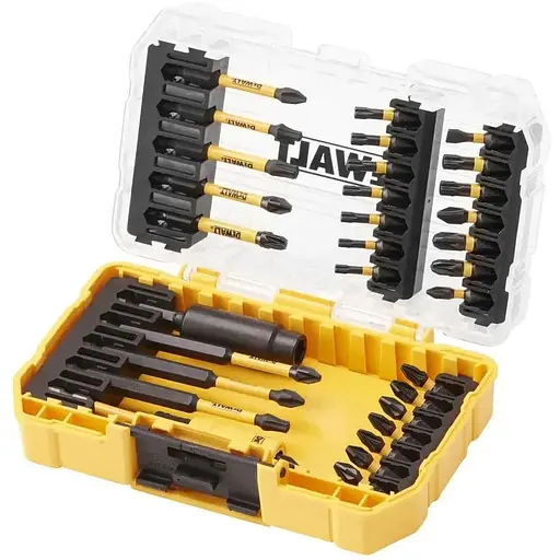 Набір біт і насадок DeWalt Extreme Flextorq Phillips Pozidriv Torx, Slotted, Ph2, Pz1, Pz2, Pz3, T15, T20, T25, T30, SL6, L=25, 57, 85 мм, 32 шт. кейс (DT70743T)