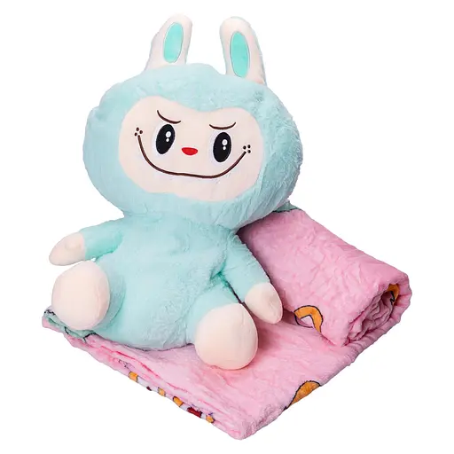 М'яка іграшка-плед та подушка 3 в 1 Лабубу 50 см М'ятний Colorful Home LAB2M - фото 2