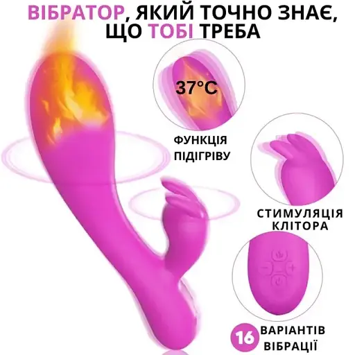 Вібратор кролик з підігрівом I'MCUM Hot Bunny Рожевий (IM-ZDB013) - фото 3