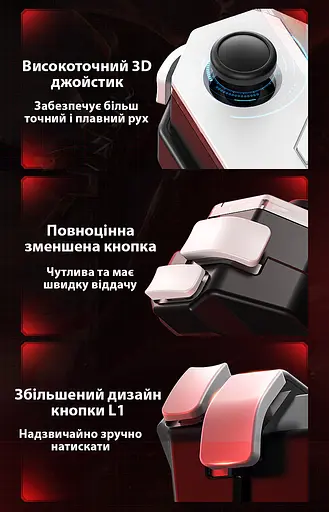 Джойстик для телефону Memo MB02 ігровий контролер тригер Black White (18533) - фото 7