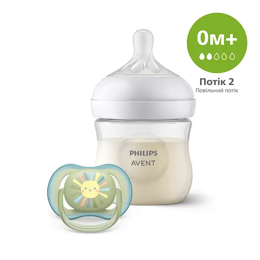 Набор для новорожденных Philips Avent Natural Природный Поток Бутылочка 125 мл + Пустышка Ultra Air 0-6 мес. (SCD837/10)