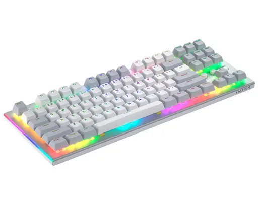 Клавіатура ігрова механічна HATOR HTK-561ENG US Layout White Gravity TKL Orange - фото 3