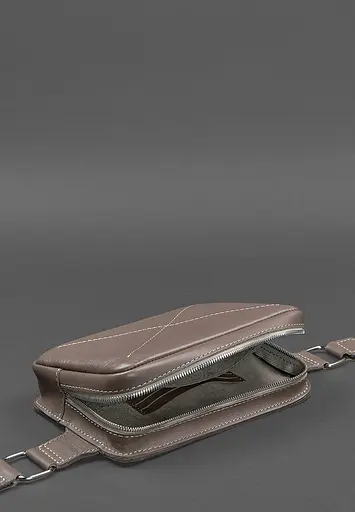 Шкіряна поясна сумка Dropbag Mini темно-бежева - фото 5