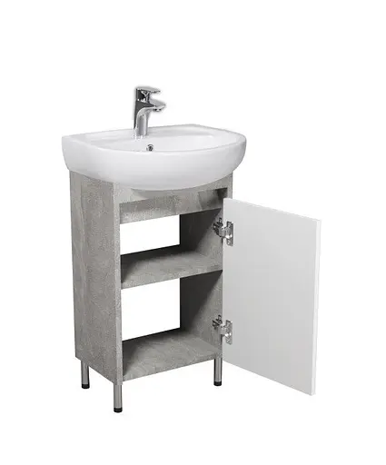 Тумба Мойдодир Nice Loft 50 з умивальником Solo 50 бетон з білим Білий - фото 2