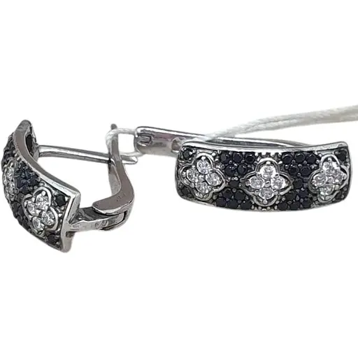 Серебряные серьги Агни БЕЛЬМОНТ с фианитами. 2183/1Р-CZ