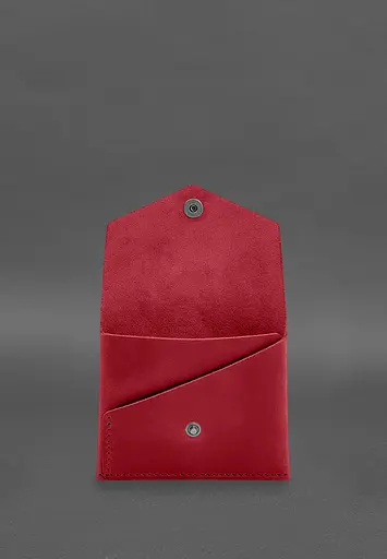 Кожаный кошелек mini 3.0 (кард-кейс) коралловый Crazy Horse - фото 3