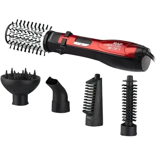 Фен-щетка-браш Bitek BT-416 стайлер с 5 насадками Красный 1200Вт - фото 1