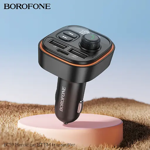 АЗП з FM-модулятором BOROFONE BC59 Heroic car BT FM transmitter Black - фото 7