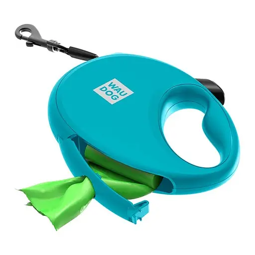 Поводок-рулетка для собак с контейнером для пакетов и светоотражающей лентой (5 м, до 20 кг) Collar WAUDOG R-leash - M (5 м)
